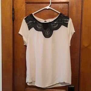 Vintage style mixed materials tee